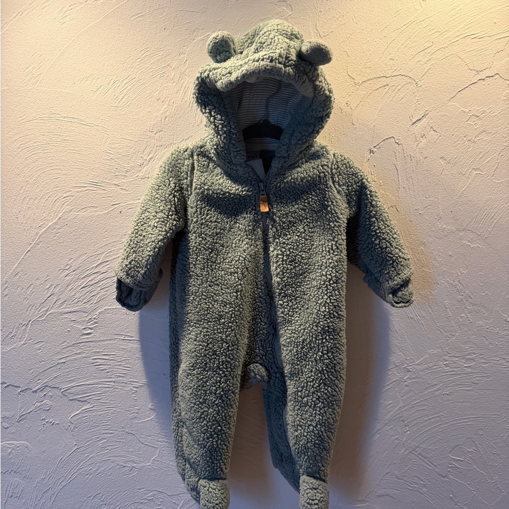 Carter's Fuzzy Green Hooded Footie